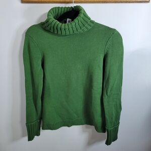 Ann Taylor Loft 100% Cotton Green Turtleneck Sweater, Size S